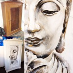 Bilder malen lassen   Kunst online kaufen Bilder Leinwandbilder Portrait zeichnen Acrylbilder Gemälde kaufen Wunschbild Auftragsarbeit Vintage Schrank Buddha handbemalt Anja Frackmann Auftragsmalerei 