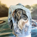 Dackel auf Jacke handpainted Auftragsmalerei Malerei Kunst München Anja Frackmann Painting