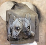 Lederjacke angemalt Bulldogge Auftragsmalerei Malerei Kunst München Anja Frackmann Painting