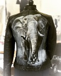 Elefant auf Bikerjacke Auftragsmalerei Malerei Kunst München Anja Frackmann Painting