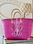 Yogatasche Korbtasche pink mit Ganesha Auftragsmalerei Malerei Kunst München Anja Frackmann Painting