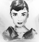 Anja Frackmann Auftragsarbeit Auftragsmalerei Porträtmalerei Porträts Porträt  Audrey Hepburn