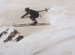 Skifahrer Winter Schnee Auftragsmalerei Malerei Kunst München Anja Frackmann Painting