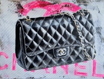 Chaneltasche black Glanz Auftragsmalerei Malerei Kunst München Anja Frackmann Painting