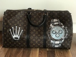 Rolex Uhr auf Reisetasche Auftragsmalerei Malerei Kunst München Anja Frackmann Painting