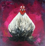 Porträt Huhn frech  Auftragsmalerei München Tierportrait Tier malen lassen Anja Frackmann