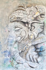 Ganesha Elefant Yoga Auftragsmalerei Malerei Kunst München Anja Frackmann Painting