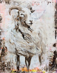 Bergziege  Tierportrait Auftragsmalerei Bild malen lassen Anja Frackmann