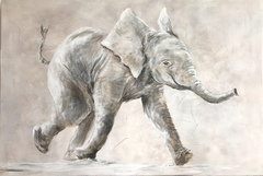 laufenden Elephant  Tierportrait Auftragsmalerei Bild malen lassen Anja Frackmann