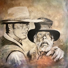 Lee Marvin westwärts weht der Wind Clint Eastwood Anja Frackmann Auftragsarbeit Auftragsmalerei Porträtmalerei Porträts Porträt 