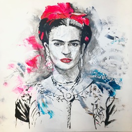 Frida Kahlo Anja Frackmann Auftragsarbeit Auftragsmalerei Porträtmalerei Porträts Porträt 