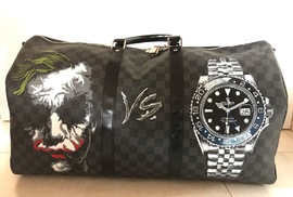 Joker und Rolex Anja Frackmann Auftragsarbeit Auftragsmalerei Porträtmalerei Porträts Porträt 