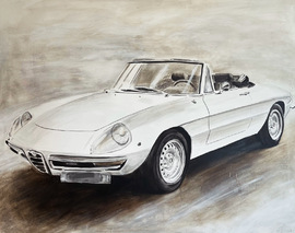 Alpha Romeo Spider Oldtimer gemalt Auftragsmalerei