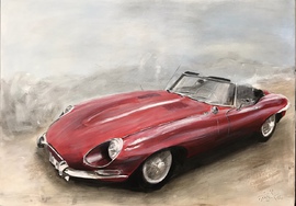 Jaguar  Auftragsmalerei München Anja Frackmann Oldtimer Classic Cars art