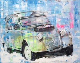 2CV Ente Saharaente  Auftragsmalerei München Anja Frackmann Oldtimer Classic Cars art