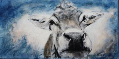  Porträt Kuh blau Nase  Auftragsmalerei München Tierportrait Tier malen lassen Anja Frackmann