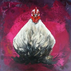  Porträt Huhn frech  Auftragsmalerei München Tierportrait Tier malen lassen Anja Frackmann