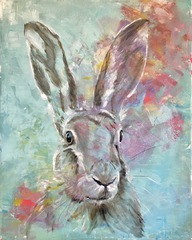 Porträt Hase Hare  Auftragsmalerei München Tierportrait Tier malen lassen Anja Frackmann